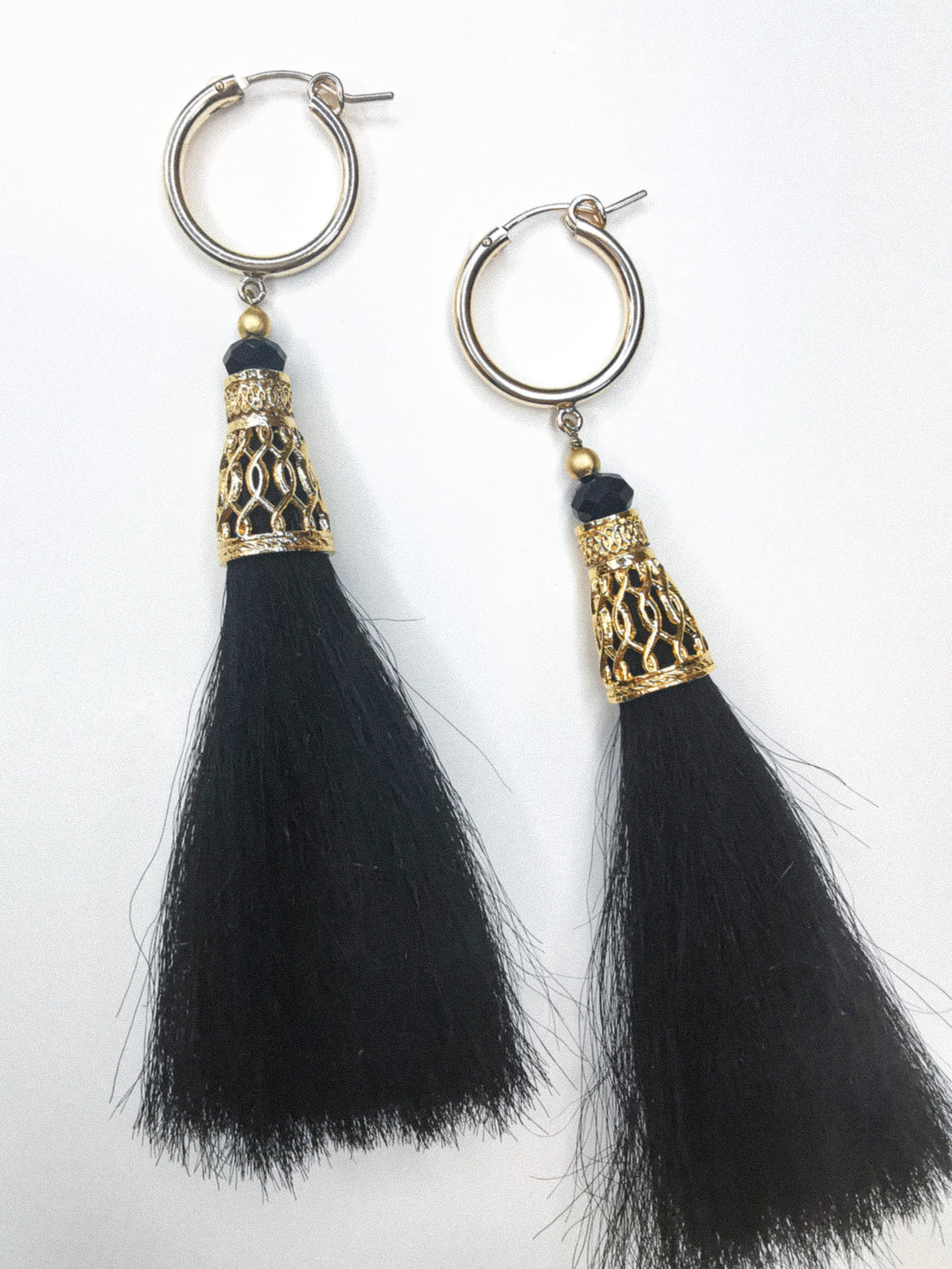 Wool tassel earrings