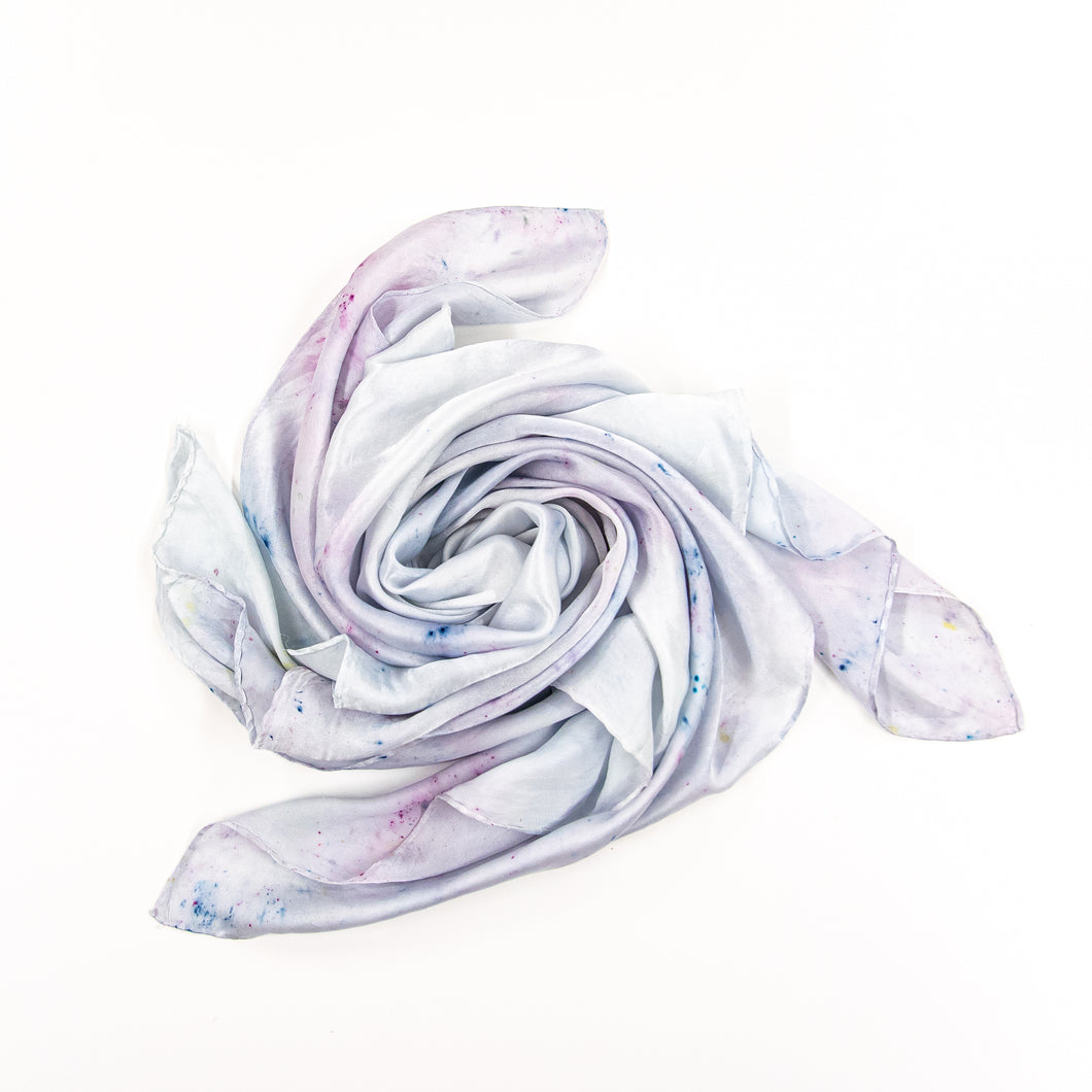 Botanically dyed silk scarf, 90x90 cm
